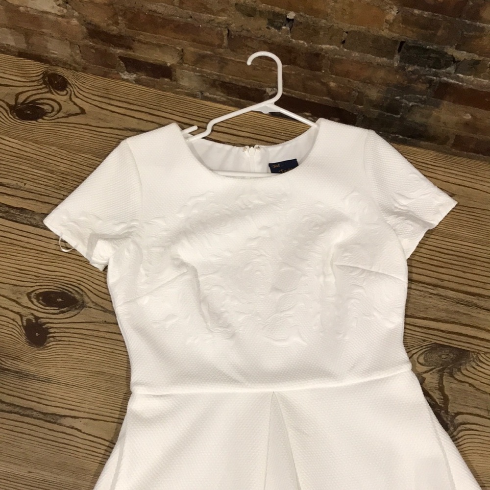 Size Ten White Dress with Floral Detail